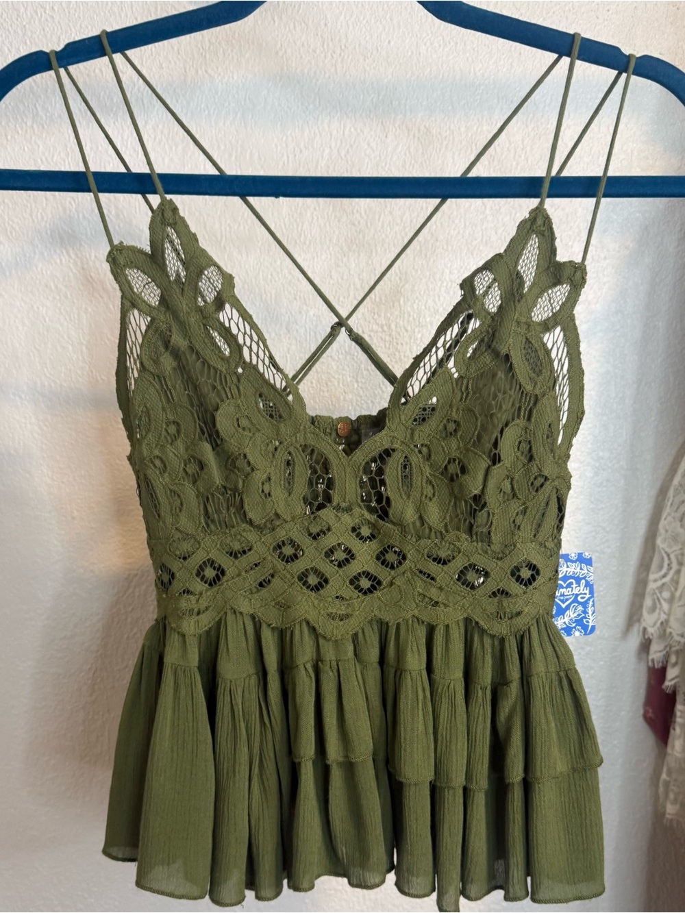 FP One - Free People Adella Lace Trim Tiered Babydoll Camisole XS
